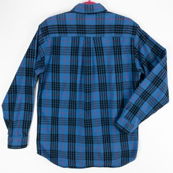 LL Bean Flannel Shirt Men's Small Traditional-Fit Plaid Blue Black Plaid Cotton - Picture 11 of 12